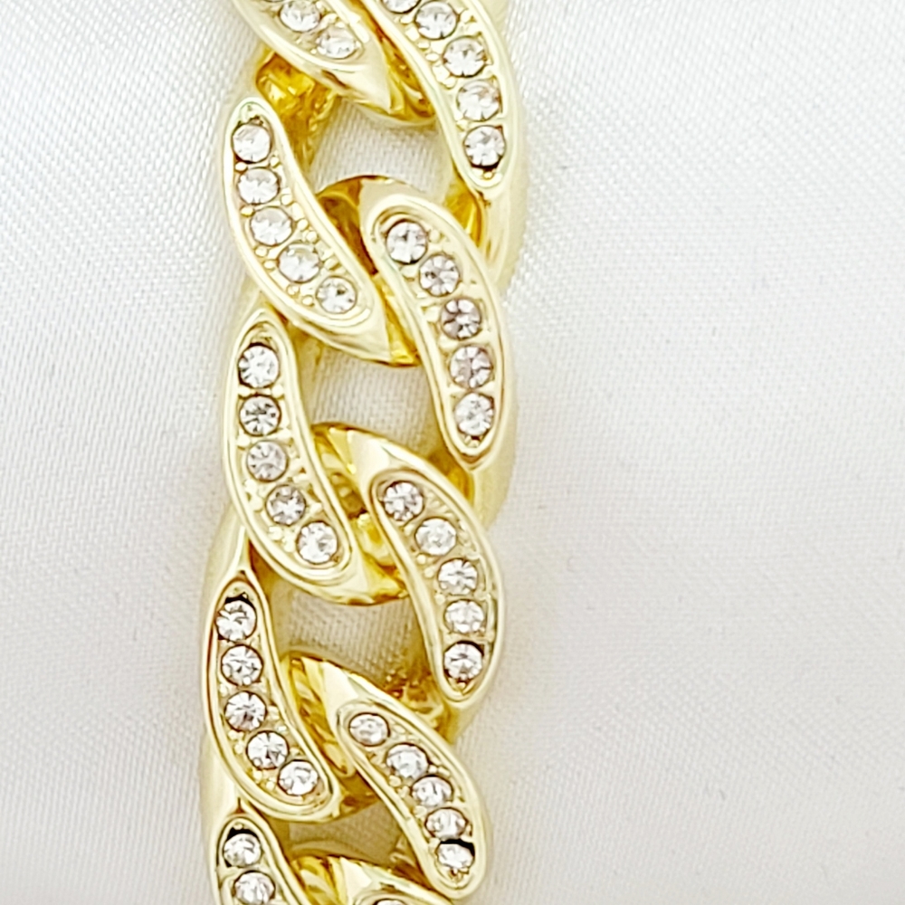 14K Gold plated hip hop bling bling necklace. New - Picture 4 of 6